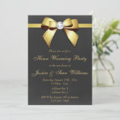 Invitation Classic Gold Bow House Warming Party (Debout devant)