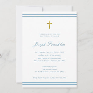 Invitation Classic Gold Foil Boys Baptism Communion Invitatia