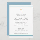 Invitation Classic Gold Foil garçons Baptism Communion (Devant / Derrière)