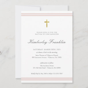 Invitation Classic Gold Foil Girls Baptism Communion