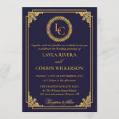 Invitation Classic Gold Frame Royal Monogram Wedding (Devant)