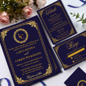 Invitation Classic Gold Frame Royal Monogram Wedding