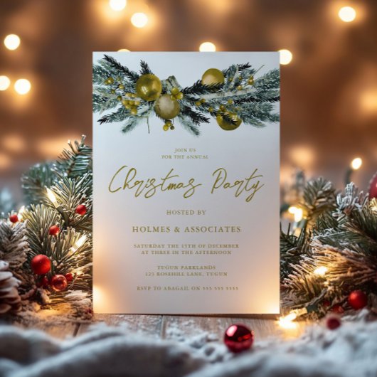 Invitation Classic Gold Office Fête de Noël d'entreprise