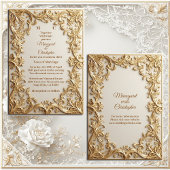 Invitation Classic Gold Ornate Floral Motif Modern Typography