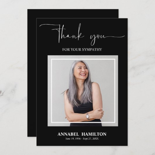 Invitation Classic Gold Script Sympathy Merci Photo (Devant / Derrière)