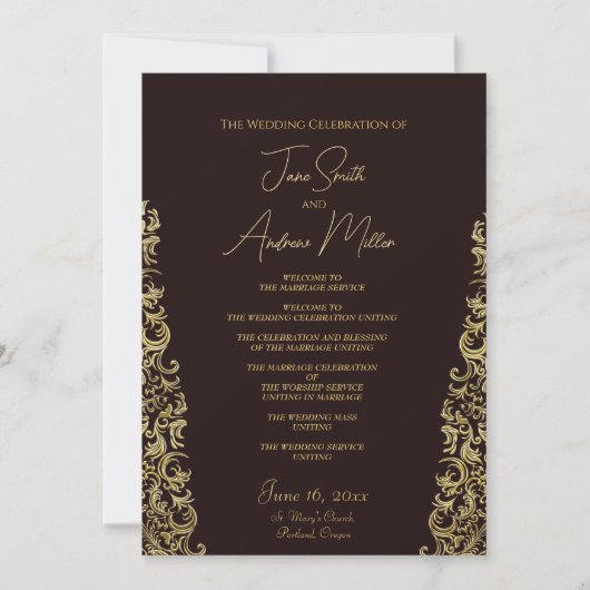 Invitation Classic Golden Maroon Mariage (Devant)