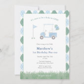 Invitation Classic Golf Pattern 1st Birthday Par-tee Party (Devant)