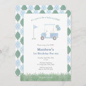 Invitation Classic Golf Pattern 1st Birthday Par-tee Party (Devant / Derrière)