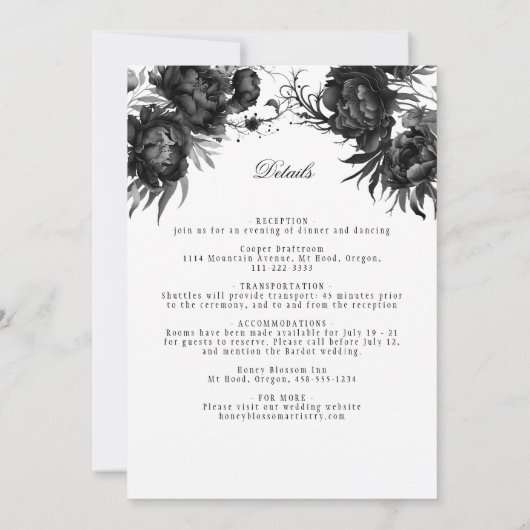 Invitation Classic Gothique Blanc Lune Monogramme Détails du  (Dos)