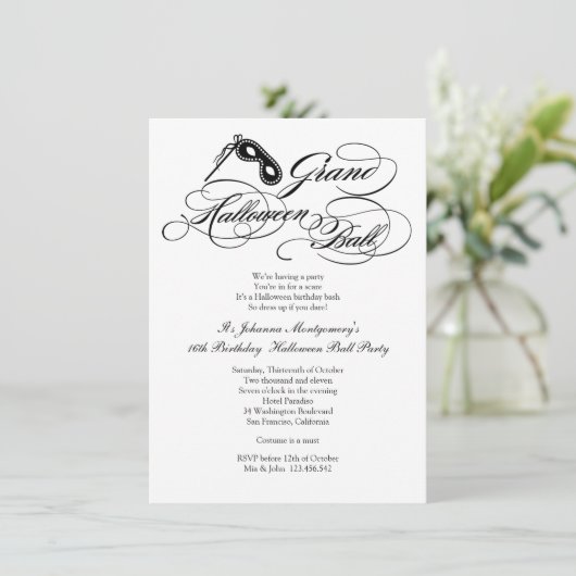 Invitation Classic Grand Halloween Ball Costume Regency (Debout devant)