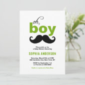 Invitation Classic Green C'est un Baby shower de moustache ga (Debout devant)