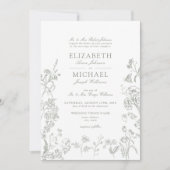 Invitation Classic Green Chinoiserie Victorian Floral Mariage (Devant)