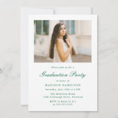 Invitation Classic Green Double Border Frame Photo Graduation (Dos)