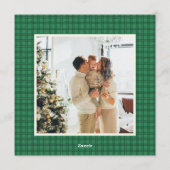 Invitation Classic Green Plaid Cozy Christmas Photo (Dos)