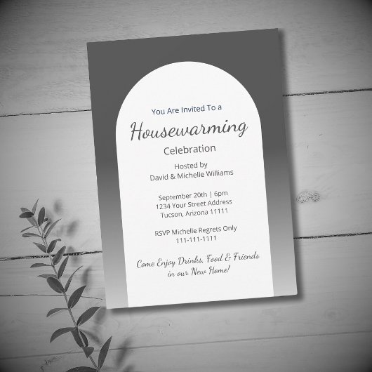 Invitation Classic Grey Simple House Party New Home