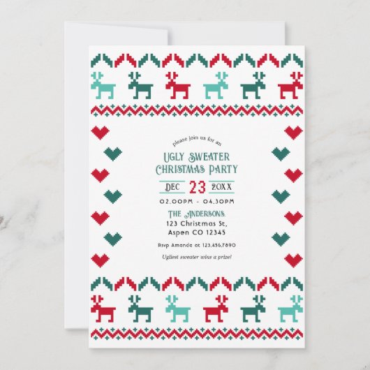 Invitation Classic Holiday Knit Ugly Sweater Christmas Party (Devant)
