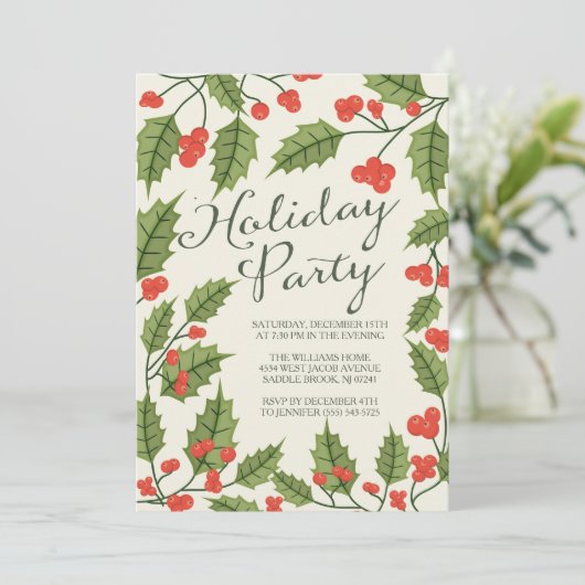 Invitation Classic Holly Fête (Debout devant)