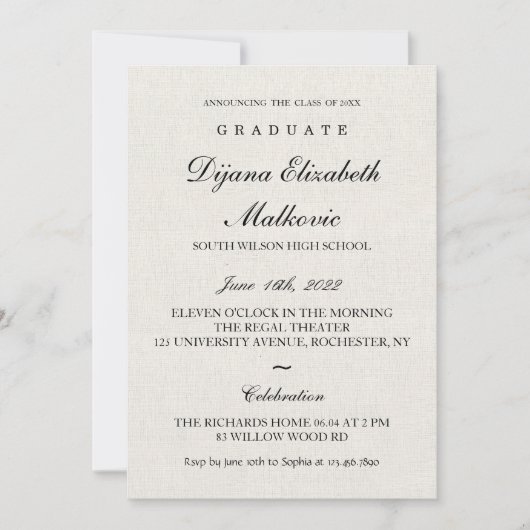 Invitation Classic I Canva Graduation (Devant)