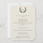 Invitation Classic ivoire Monogram Laurel Wreath Graduation (Devant)