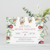 Invitation Classic Lady Bug Green Baby shower de jardin (Debout devant)