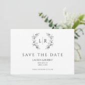 Invitation Classic Laurel Wreath Monogramme Enregistrer la da (Debout devant)
