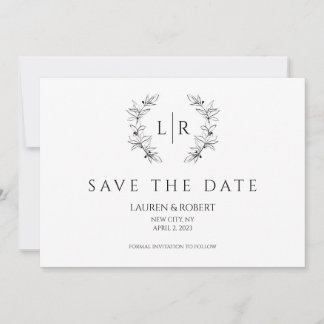 Invitation Classic Laurel Wreath Monogramme Enregistrer la da