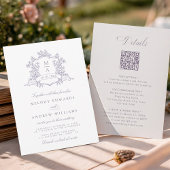 Invitation Classic Lavender Floral Crest Wedding All in One