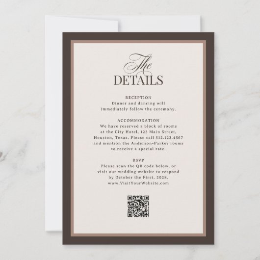 Invitation Classic Luxe | Brown Neutral RSVP QR Code Wedding (Dos)