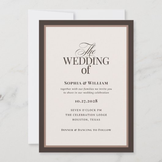 Invitation Classic Luxe | Brown Neutral Wedding (Devant)