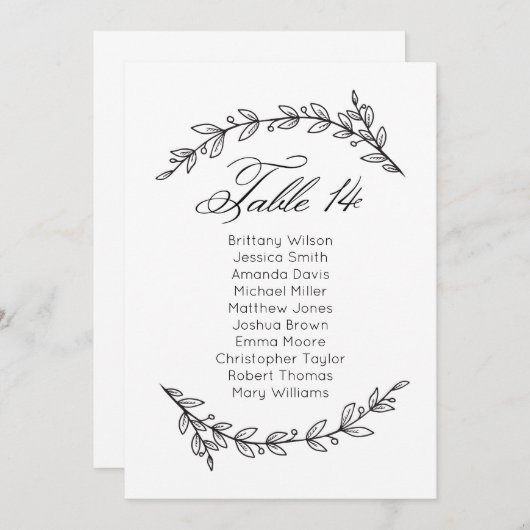 Invitation Classic mariage. Tableau 14 (Devant / Derrière)