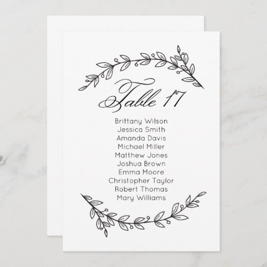 Invitation Classic mariage. Tableau 17 (Devant / Derrière)