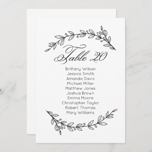 Invitation Classic mariage. Tableau 20 (Devant / Derrière)