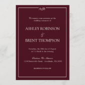 Invitation Classic Minimalist Monogram Burgundy and Ivory (Devant)
