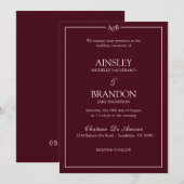 Invitation Classic Minimalist Monogram Burgundy and Ivory  (Devant / Derrière)