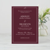 Invitation Classic Minimalist Monogram Burgundy and Ivory  (Debout devant)