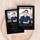 Invitation Classic Modern Black White Photo Graduation Party