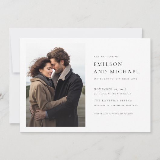 Invitation Classic Modern Elegant 2 Mariage photo (Devant)