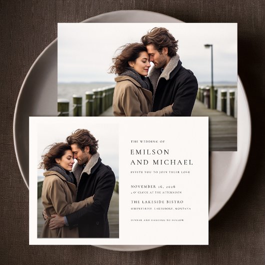 Invitation Classic Modern Elegant 2 Mariage photo
