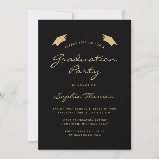 Invitation Classic Modern Gold Party 2025 (Devant)
