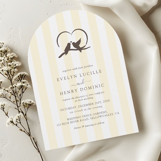 Invitation Classic Modern Ivory Birds Romantic Wedding Arch