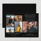 Invitation Classic moderne photo noir collage Graduation (Devant / Derrière)