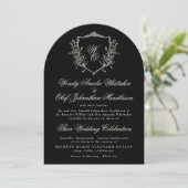 Invitation Classic Monogram Wreath Black White Arch Wedding (Debout devant)