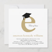 Invitation Classic Monogramme Alphabet E Photo Graduation Par (Devant)