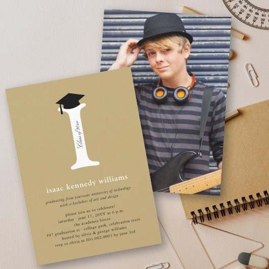 Invitation Classic Monogramme Alphabet I Photo Graduation Par