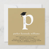 Invitation Classic Monogramme Alphabet P Photo Graduation Par (Devant)