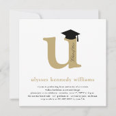 Invitation Classic Monogramme Alphabet Photo Graduation U Par (Devant)