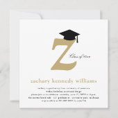 Invitation Classic Monogramme Alphabet Z Photo Graduation Par (Devant)