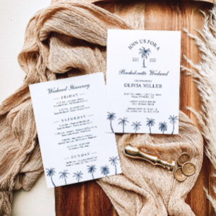 Invitation Classic Navy Beach Bachelorette Week-end Itinérair