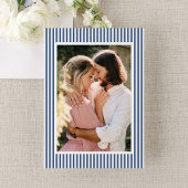 Invitation Classic Navy Blue Hydrangea Photo Wedding