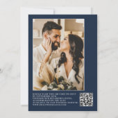 Invitation Classic Navy Blue Regal Photo QR traditionnelle (Dos)